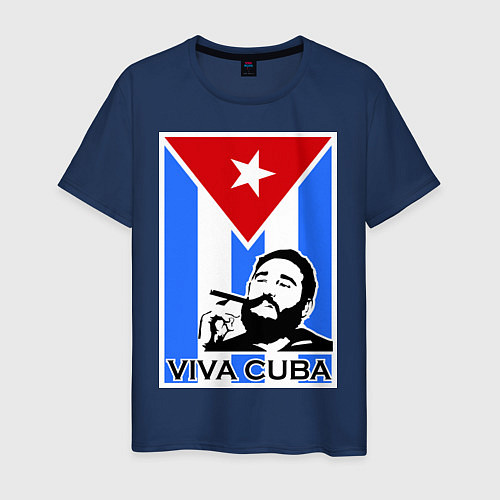 Мужская футболка Fidel: Viva, Cuba! / Тёмно-синий – фото 1