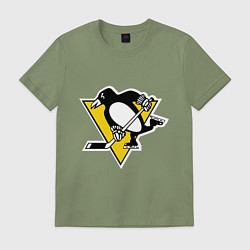 Футболка хлопковая мужская Pittsburgh Penguins, цвет: авокадо