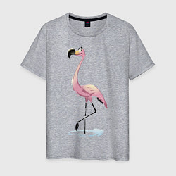 Футболка хлопковая мужская Гордый фламинго, цвет: меланж