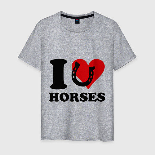 Мужская футболка Я люблю коней / Меланж – фото 1