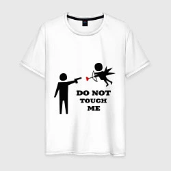 Футболка хлопковая мужская Do not touch me, цвет: белый