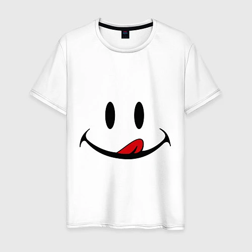 Мужская футболка Смайл язык / Белый – фото 1