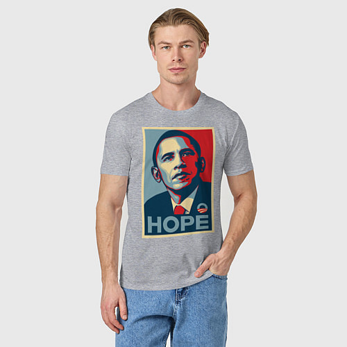 Мужская футболка Obama hope vert / Меланж – фото 3