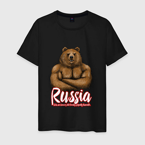 Мужская футболка Russian Bear / Черный – фото 1