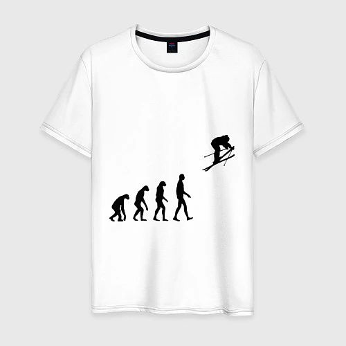 Мужская футболка Эволюция лыжник / Белый – фото 1