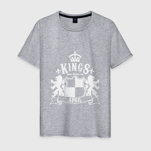 Мужская футболка Kings are born in April / Меланж – фото 1