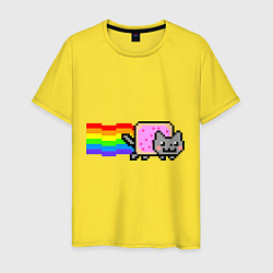 Футболка хлопковая мужская Nyan Cat, цвет: желтый