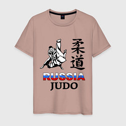 Футболка хлопковая мужская Russia Judo, цвет: пыльно-розовый
