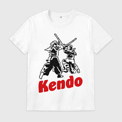 Футболка хлопковая мужская Kendo fencing, цвет: белый