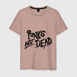 Футболка хлопковая мужская Punks not dead, цвет: пыльно-розовый