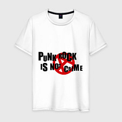 Футболка хлопковая мужская Punk Rock is not a crime, цвет: белый