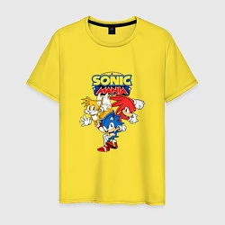 Футболка хлопковая мужская Sonic Mania, цвет: желтый