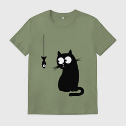 Мужская футболка Кот и рыба