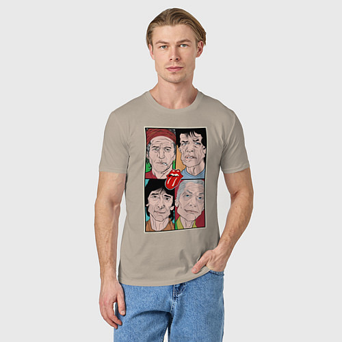 Мужская футболка Rolling Stones: Faces / Миндальный – фото 3