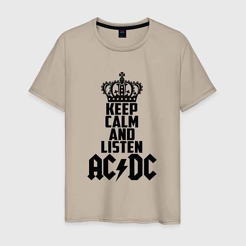 Мужская футболка Keep Calm & Listen AC/DC / Миндальный – фото 1