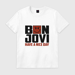 Футболка хлопковая мужская Bon Jovi: Nice day, цвет: белый
