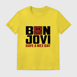 Футболка хлопковая мужская Bon Jovi: Nice day, цвет: желтый