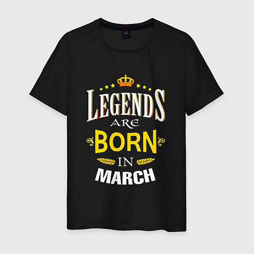 Мужская футболка Legends are born in march / Черный – фото 1