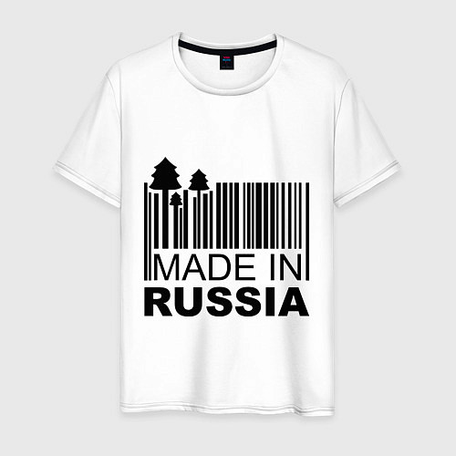 Мужская футболка Made in Russia штрихкод / Белый – фото 1