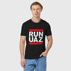 Футболка хлопковая мужская Run UAZ, цвет: черный — фото 2