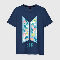 Футболка хлопковая мужская BTS Army Floral, цвет: тёмно-синий