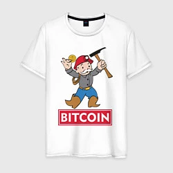 Футболка хлопковая мужская Bitcoin Miner, цвет: белый