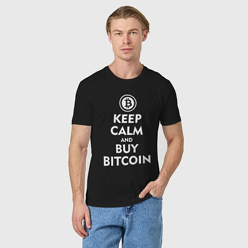 Мужская футболка Keep Calm & Buy Bitcoin / Черный – фото 3