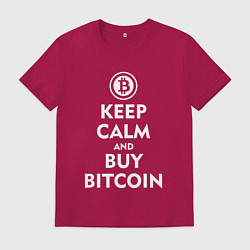 Футболка хлопковая мужская Keep Calm & Buy Bitcoin, цвет: маджента