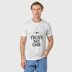 Футболка хлопковая мужская Trust no one, цвет: белый — фото 2