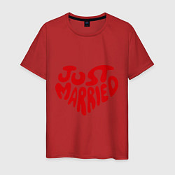 Футболка хлопковая мужская Just married (Молодожены), цвет: красный