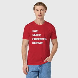 Футболка хлопковая мужская Eat Sleep Fortnite Repeat, цвет: красный — фото 2