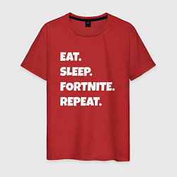 Футболка хлопковая мужская Eat Sleep Fortnite Repeat, цвет: красный