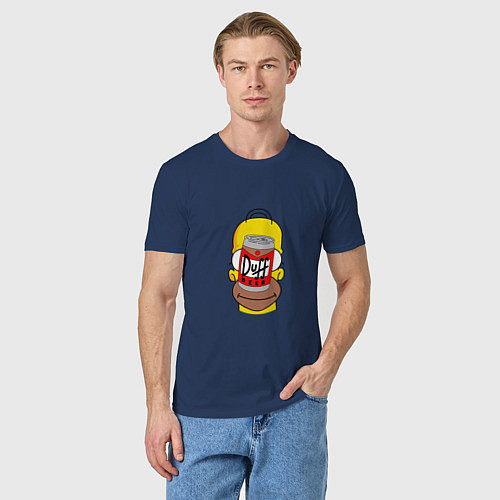 Мужская футболка Duff Homer / Тёмно-синий – фото 3