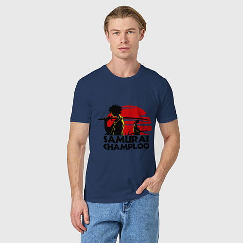 Мужская футболка Самурай Champloo закат / Тёмно-синий – фото 3