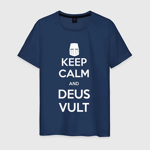 Мужская футболка Keep Calm & Deus Vult / Тёмно-синий – фото 1