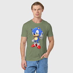 Футболка хлопковая мужская Classic Sonic, цвет: авокадо — фото 2