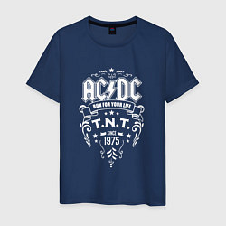 Футболка хлопковая мужская AC/DC: Run For Your Life, цвет: тёмно-синий