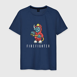 Футболка хлопковая мужская Firefighter, цвет: тёмно-синий