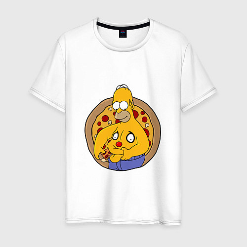 Мужская футболка Гомер и пицца / Белый – фото 1