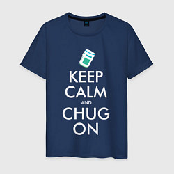 Футболка хлопковая мужская Keep Calm & Chug on, цвет: тёмно-синий