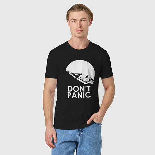 Мужская футболка Elon: Don't Panic / Черный – фото 3