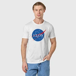 Футболка хлопковая мужская Elon NASA, цвет: белый — фото 2