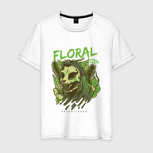 Мужская футболка Floral Cat Skull / Белый – фото 1