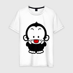 Футболка хлопковая мужская Веселая обезьянка, цвет: белый