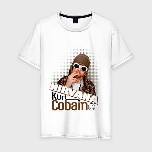 Мужская футболка Kurt Cobain in glasses / Белый – фото 1