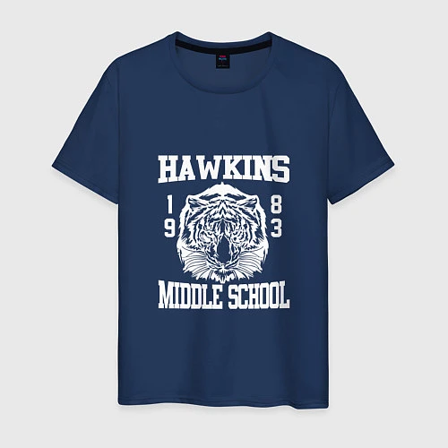 Мужская футболка Hawkins Middle School / Тёмно-синий – фото 1