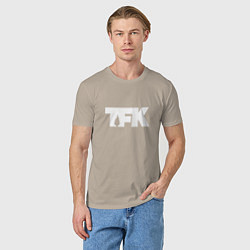 Футболка хлопковая мужская TFK: White Logo, цвет: миндальный — фото 2