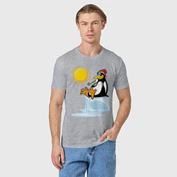 Футболка хлопковая мужская Пингвин на солнце, цвет: меланж — фото 2