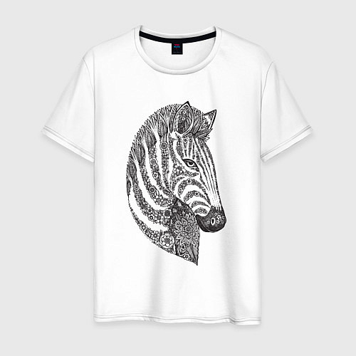 Мужская футболка Расписная зебра / Белый – фото 1