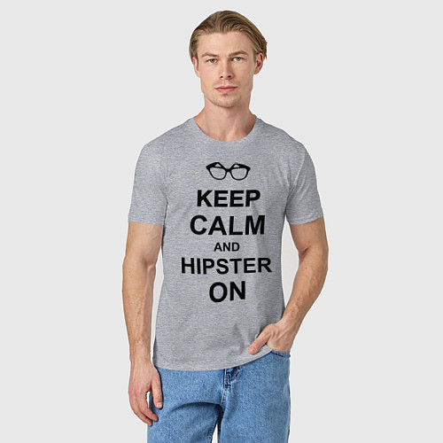 Мужская футболка Keep Calm & Hipster on / Меланж – фото 3
